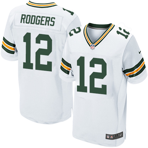 Men's Elite Aaron Rodgers Nike Jersey White Road - #12 NFL Green Bay Packers